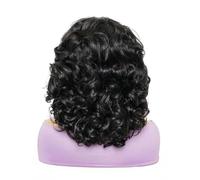 Parrucca di capelli umani ricci rimbalzanti a densità elevata, parrucca frontale in pizzo trasparente 13x4, colore naturale, parrucche corte primaverili ricce per donne, 16 pollici, colore naturale, 2