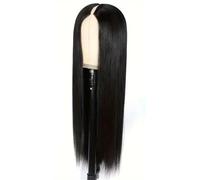 Parrucca di capelli veri con riga V/U per donne nere, senza colla per tutta la testa, 180% densità, colore naturale aggiunge volume ai capelli (Natural Black V Part, 20 pollici)