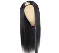 Parrucca di capelli veri con riga V/U per donne nere, senza colla per tutta la testa, 180% densità, colore naturale aggiunge volume ai capelli (Natural Black U Part, 30 pollici)