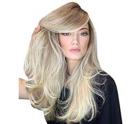 Parrucca di colori misti Ombre Sexy Naturale Lungo Sintetico Parrucca Per Le Signore con Riccioli D'oro e Onde Parrucca Pieno Sintetica Durevole per Look Naturale