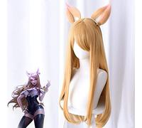 Parrucca di costume cosplay Biamoxer KDA Gioco LOL Ahri Parrucca di costume cosplay Vestito da donna K/DA Gruppo Parrucca di cosplay LOL con orecchio Parrucca di un formato