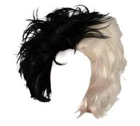 Parrucca di Crudelia De Mon da canguro: parrucca bianca e nera, perfetta per cosplay, Halloween e eventi a tema La carica dei 101. Parrucca mezza