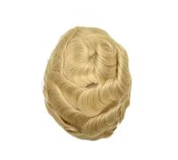 Parrucca di ricambio da 0,03 mm per capelli maschili non sottili, con protesi capillare Remy, capelli umani naturali (biondo beige)