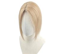 Parrucca di ricambio per capelli umani, fatta a mano, 25 cm, con clip in cima, per donne con capelli diradati (tempia parte centrale, biondo chiaro)