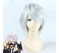 Parrucca di Touken Ranbu Online Parrucca di Nakigitsune Cosplay Argento Grigio Parrucca di capelli in fibra ad alta temperatura corta per Halloween Party Touken Ranbu Online