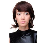 Parrucca di Veri Capelli da Donna 100% Braun Lunghezza Alle Spalle Mosso 8943