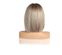 Parrucca diritta dorata sfumata marrone 1pc con frangia Le parrucche sintetiche da donna resistenti al calore sono adatte for gli abiti di tutti i giorni Campus