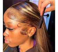 Parrucca diritta evidenziata Capelli umani 13x6 Parrucca frontale in pizzo HD Prepizzicata 30 36 pollici 13x4 Biondo miele P4/27 Parrucche anteriori in pizzo colorato