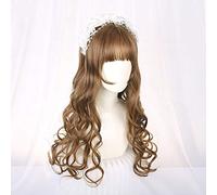 Parrucca dolce di Harajuku Lolita quotidiana sfumata Ombre Girl Parrucche ricci Cosplay Principessa Capelli sintetici Colore misto Lungo ondulato Parrucca da festa C