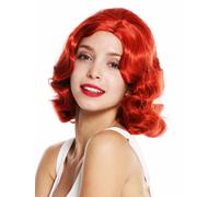 Parrucca Donna 20er Anni Swing Charleston Chicago Riga IN Mezzo Ondulato Rosso