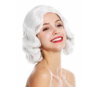 Parrucca Donna 20er Swing Charleston Chicago Riga IN Mezzo Mossi Bianco-Grigio