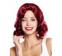 Parrucca Donna 20er Swing Charleston Chicago Riga IN Mezzo Mossi Rosso Granata