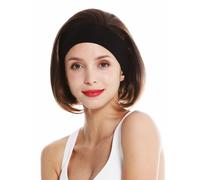 Parrucca Donna Archetto Corto Liscio 80er Retrò Look Castano Braun Mix GFW948