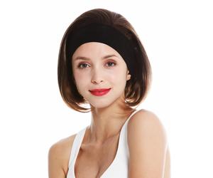Parrucca Donna Archetto Corto Liscio 80er Retrò Look Castano Braun Mix GFW948