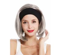 Parrucca Donna Archetto Corto Liscio 80er Retrò Look Grigio Argento GFW948-H-51