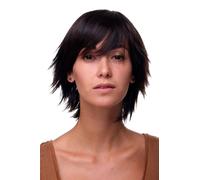 Parrucca Donna Bob Corto Scalato Sfilacciato Mogano Marrone Striato 49033