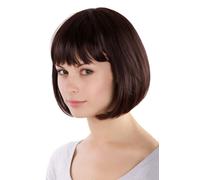 Parrucca Donna Bob Dritto Con Frangia 25Cm Marrone Scuro MA017-2T33