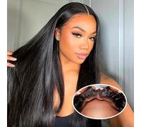 Parrucca Donna Capelli Veri Umani 4X4 Lace Front Human Hair Wigs Pre Plucked Straight Wear and Go Glueless Wigs Human Hair Wigs For Women Nero Naturale 20 Inch