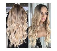 parrucca donna capelli veri umani Parrucca anteriore in pizzo con onde del corpo da 24 pollici Evidenzia parrucche sintetiche frontali in pizzo biondo cenere Pre pizzicate Parrucca in pizzo sintetico