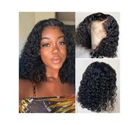 parrucca donna capelli veri umani Parrucca Bob Ondulata Profonda 13x4 Parrucca Frontale in Pizzo Capelli Umani Attaccatura Naturale dei Capelli Remy parrucca donna(16inches)