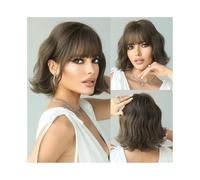 parrucca donna capelli veri umani Parrucca corta a caschetto, bionda, ondulata, con frangia, capelli sintetici, for cosplay quotidiani parrucca donna