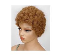 parrucca donna capelli veri umani Parrucche afro ricce Parrucche castane corte Parrucca bionda Pixie riccia Capelli umani Fatta a macchina parrucca donna(Medium Brown)