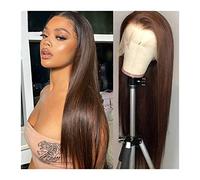 parrucca donna capelli veri umani Parrucche dei capelli umani del merletto dell osso del brasiliano del brasiliano 13x4 for le donne Brown Straight 4x4 Chiusura del pizzo Parrucca PRE PILUCKED 13x1 T