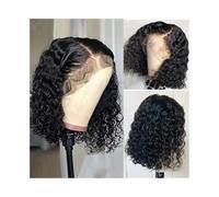 parrucca donna capelli veri umani Parrucche frontali in pizzo con parte laterale e onda d'acqua pre-pizzicata brasiliana parrucca donna(10inches)