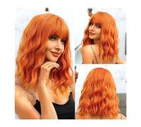 parrucca donna capelli veri umani Parrucche sintetiche Lolita Cosplay Bob corto blu Parrucca for capelli ondulati all'acqua con frangia for uso da festa di Halloween resistente al calore naturale parr