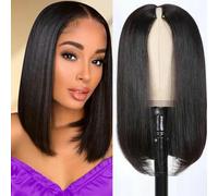Parrucca Donna Capelli Veri Umani V Part Wig Human Hair Straight Upgrade U part Parrucca Capelli Glueless Full Head Clip In Half Wig Human Hair None Lace Front Wig 14 Pollic