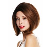 Parrucca Donna Corto Bob Liscio Oscillante Riga IN Mezzo Braun Biondo con Meches