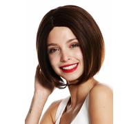 Parrucca Donna Corto Bob Long Bob Parte Liscia Castano Marrone Mix VK-29