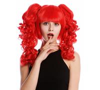 Parrucca Donna Cosplay 3-teilig Bob + Lunga Staccabile Codini Afro Rosso