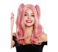 Parrucca Donna Cosplay Lungo 2 Staccabile Codini Mosso Gotico Lolita Rosa