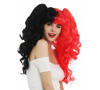 Parrucca Donna Cosplay Lungo Arricciato Rimovibile Trecce Gothic Lolita Nero Rot