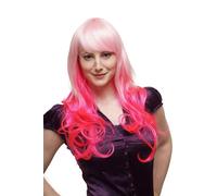 Parrucca Donna Cosplay Lungo Sexy Fucsia Bianco Mosso SA043 Anime Visual Kei