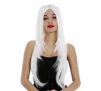 Parrucca Donna Cosplay Riga IN Mezzo Lungo a Strati Liscio Bianco Fata Elfo