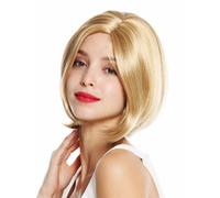 Parrucca Donna Donne Corto Bob Longbob Liscio Riga IN Mezzo Biondo 30cm GFW984