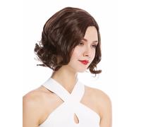 Parrucca Donna Donne Corto Bob Longbob Riga IN Mezzo Mosso Castano Braun Mix