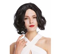 Parrucca Donna Donne Corto Bob Longbob Riga IN Mezzo Mosso Ondulato Nero