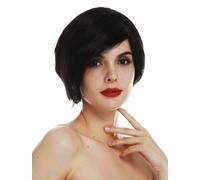 Parrucca Donna Donne Corto Bob Monofilo Liscio con Riga Nero Parrucca