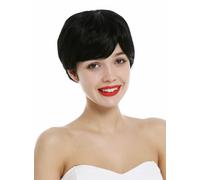 Parrucca Donna Donne Corto Bob Pixie Leggero Ondulato Voluminoso Riga Nero