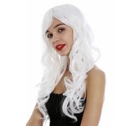 Parrucca Donna Donne Lungo Ricci Ondulato Liscio Frangia Cosplay Bianco 285-1001