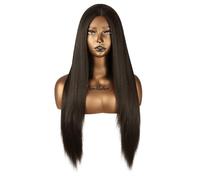 Parrucca Donna Front Lace 60 cm, Capelli Lunghi Lisci Naturali - Termofibra Resistente al Calore 180° - Effetto Reale, Morbida e Modellabile - Ideale per Uso Quotidiano, (Dark Brown), ANNABELLE