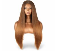 Parrucca Donna Front Lace 60 cm, Capelli Lunghi Lisci Naturali - Termofibra Resistente al Calore 180° - Effetto Reale, Morbida e Modellabile - Uso Quotidiano, Annabelle, (Castano Degradee), ANNABELLE