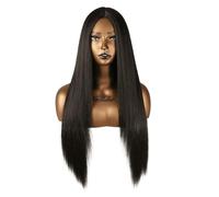 Parrucca Donna Front Lace 60 cm, Capelli Lunghi Lisci Naturali - Termofibra Resistente al Calore 180° - Effetto Reale, Morbida e Modellabile - Ideale per Uso Quotidiano, (Natural Black), ANNABELLE