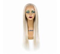 Parrucca Donna Front Lace 60 cm, Capelli Lunghi Lisci Naturali - Termofibra Resistente al Calore 180° - Effetto Reale, Morbida e Modellabile - Uso Quotidiano, (Biondo Ghiaccio Degradee), ANNABELLE