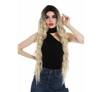 Parrucca Donna Lace-Front 85 CM Lungo Voluminoso Mosso Uomo Marrone Scuro Biondo