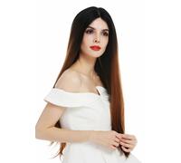 Parrucca Donna Lace Monofilamento Lunga Liscia Nera Rame Ombre Wig