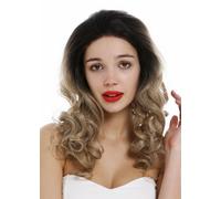 Parrucca Donna Lacefront Intrecciata Lunga Ricci Ombre Nero Biondo